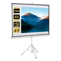 HOMCOM Ecran de Proiecție 84 inch cu Stativ, Suprafață de Proiecție 4:3, Pliabil și Reglabil pe &Icirc;nălțime, 171x128 cm, Alb | Aosom Romania