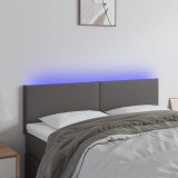 Cumpara ieftin Tăblie de pat cu LED, gri, 144x5x78/88 cm, piele ecologică
