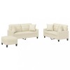 Set de canapele cu perne, 3 piese, crem, piele ecologica