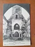Carte postala, La Guerre de 1914, Haraucourt, Leglise apres le bombardament, inceput de secol XX