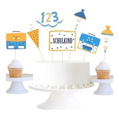 Set 15 piese decoratiuni pentru tort Gallop Chic, hartie, lemn, multicolor