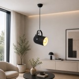 Cumpara ieftin Pendul Catia Oktay negru 15x120cm, corp iluminat interior minimalist din metal si sticla cu dulie E27, ideal pentru bucatarii moderne si baruri