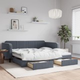 vidaXL Pat de zi cu extensie și sertare gri &icirc;nchis 100x200cm catifea