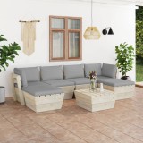 vidaXL Set mobilier grădină din paleți cu perne, 7 piese, lemn molid 3063577