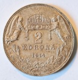 UNGARIA 2 COROANE 1914 CORONA KORONA ARGINT AUNC FOARTE RARA ( CITITI VA ROG DESCRIEREA ENUNTUL )
