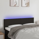 Cumpara ieftin Tăblie de pat cu LED, negru, 144x5x78/88 cm, textil