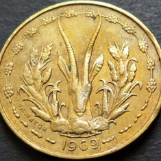 Moneda exotica 5 FRANCI - AFRICA de VEST, anul 1969 * cod 4654