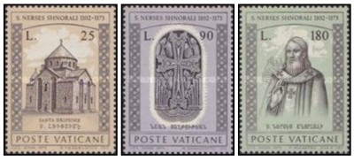 Vatican 1973 - 800 de ani Armenian Patriarch Narses Shnoralis, serie neuzata foto