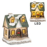 Casuta Craciun polirasina multicolora cu led 5x5x6 cm