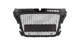 Grila radiator masca fata Audi A3 (8p), 04.2008-10.2012, cu gauri senzor parcare; vopsit negru lucios; fara emblema; Tuning, B-Series