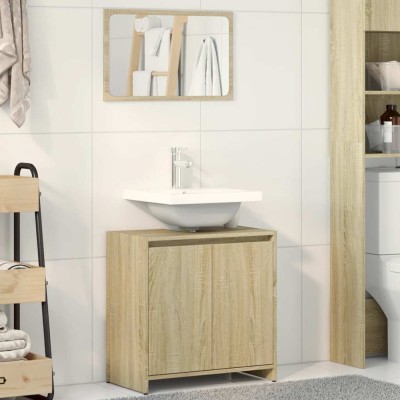 vidaXL Set mobilier de baie, 2 piese, stejar sonoma, lemn prelucrat foto