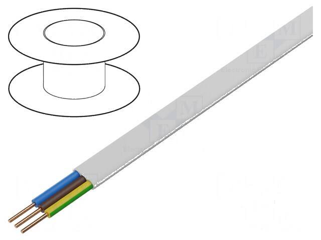 Cablu YDY 3G1,5mm&sup2; plat PVC alb 100m 300V 500V