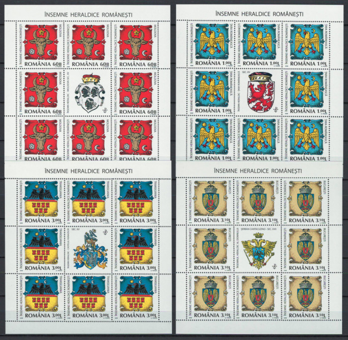 Romania 2008 Mi 6326/29 klb MNH - LP 1816a Insemne heraldice