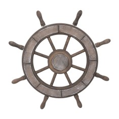 Roata decorativa din MDF, diametru 44cm, model carma marinar, maro
