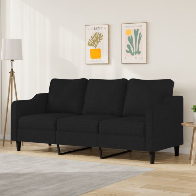 vidaXL Canapea cu 3 locuri, negru, 180 cm, material textil foto