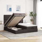 Cumpara ieftin Cadru de pat otoman cu saltele țesătură maro &icirc;nchis 180x200cm