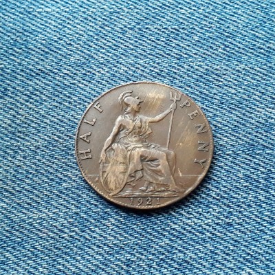 1e - 1/2 Half Penny 1921 Anglia / Marea Britanie / George V foto