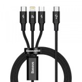 Cablu Incarcare USB-C - Lightning / microUSB / USB-C Baseus Rapid 3in1, 20W, 1.5m, Negru CAMLT-SC01, Apple