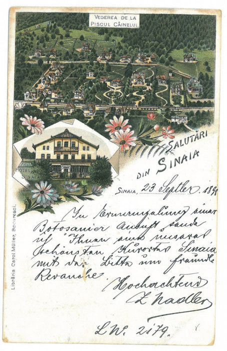 822 - SINAIA, Prahova, Litho, Romania - old postcard - used - 1898