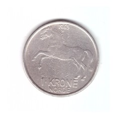 Moneda Norvegia 1 krone 1963, stare buna, curata