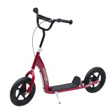 HOMCOM Trotinetă copil patineta cu anvelope de 30 cm &Icirc;nălțime Ghidon reglabil m&acirc;ner Fr&acirc;nă și suport Oțel pentru copii de la 5 ani Roșu | Aosom Romania