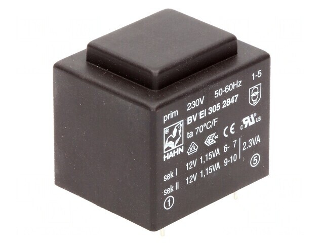 Transformator &icirc;ncapsulat 2,3VA 230VAC 12V PCB