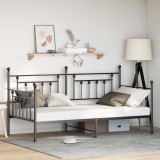 VidaXL Cadru de pat de zi cu headboard Negru 100 x 190 cm Oțel