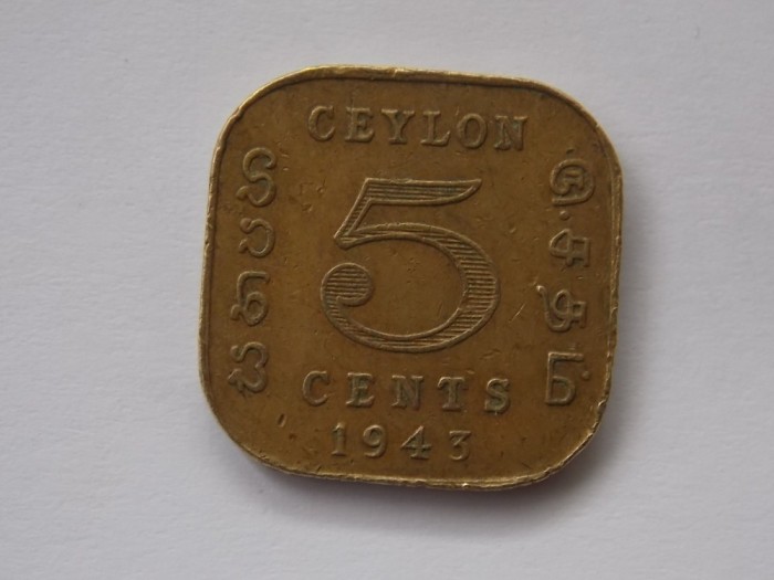 5 CENTS 1943 CEYLON