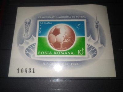 TIMBRE ROMANIA COLITA LP 853 CAMPIONATUL MONDIAL DE FOTBAL 1974 foto