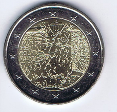 moneda 2 euro comemorativa FRANTA 2019_zid Berlin, UNC foto