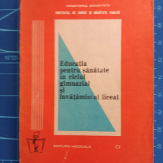 Educația pentru sănătate în ciclul gimnazial și liceal - I. Dorobanțu / 1984