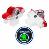 Lampi Portiere Auto SKODA Octavia 2001-2014 cu LOGO, Set 2 bucati, Lentile de sticla, Instalare Plug &amp; Play, Calitate premium