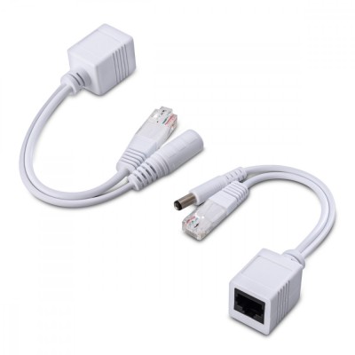 Set jector si cablu adaptor de alimentare pasiva prin ethernet PoE, Kwmobile, Alb, Plastic, 38614.02 foto