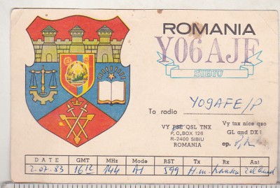 bnk cp - Carte postala QSL - Sibiu - stema foto