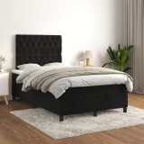 Cumpara ieftin Gossi pat box spring cu saltea, negru, 120x200 cm, catifea