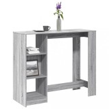 Masa Bar cu Raft Gossi, 124x46x103.5 cm, Stejar Sonoma/Gri, Lemn Prelucrat, Depozitare, Bucatarie/Living