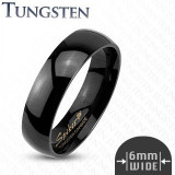 Inel neted, negru din tungsten, 6 mm - Marime inel: 49