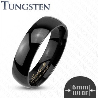 Inel neted, negru din tungsten, 6 mm - Marime inel: 62