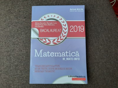 MATEMATICA BACALAUREAT 2019 ADRIAN ZANOSCHI/GHEORGHE IUREA RF24/0 foto