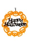 Decorațiune suspendată de Halloween, coroană cu dovleci, fetru, 30x30cm