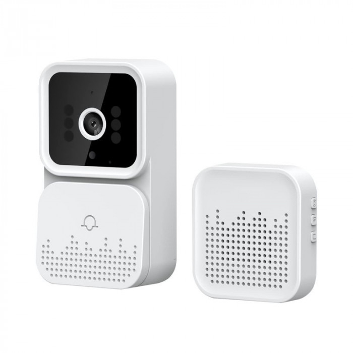 Sonerie inteligenta Techstar&reg; M6 Tuya, 1080P, 2.4G WIFI , 800 mAh, DC5V/2A, Vizibilitate nocturna, IP 65, Alb