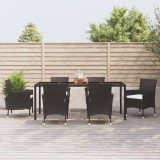 Cumpara ieftin Gossi set mobilier de gradina cu perne, 7 piese, negru, poliratan