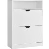 VASAGLE Dulap pantofi 80x24x102 cm, cu 2 usi rabatabile, separator reglabil si raft superior, PAL alb mat Household NewTrend