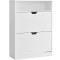 VASAGLE Dulap pantofi 80x24x102 cm, cu 2 usi rabatabile, separator reglabil si raft superior, PAL alb mat Household NewTrend