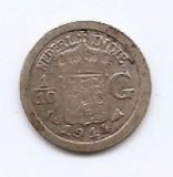 Indiile de Est Olandeze 1/10 Gulden 1914 - Wilhelmina, Argint 1.25g/720, KM-311
