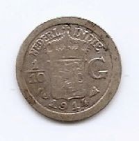 Indiile de Est Olandeze 1/10 Gulden 1914 - Wilhelmina, Argint 1.25g/720, KM-311 foto