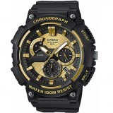 Ceas Barbatesc Casio MCW-200H-9AVEF Cronograf, Data, 100m, Negru/Aur, Curea Cauciuc, Baterie, 53.5mm