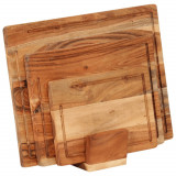 VidaXL Set tocătoare, 3 piese, cu suport, lemn masiv de acacia