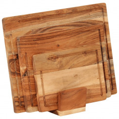 vidaXL Set tocătoare, 3 piese, cu suport, lemn masiv de acacia foto