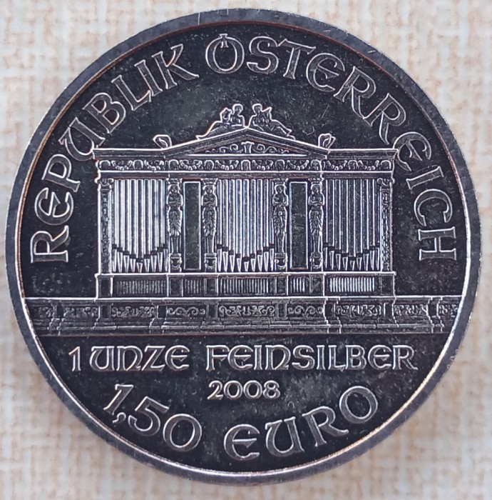 (A588) MONEDA ARGINT AUSTRIA 1,5 EURO 2018, UNCIE ARGINT, FILARMONICA